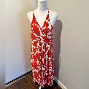 H&M Red white dress faux wrap